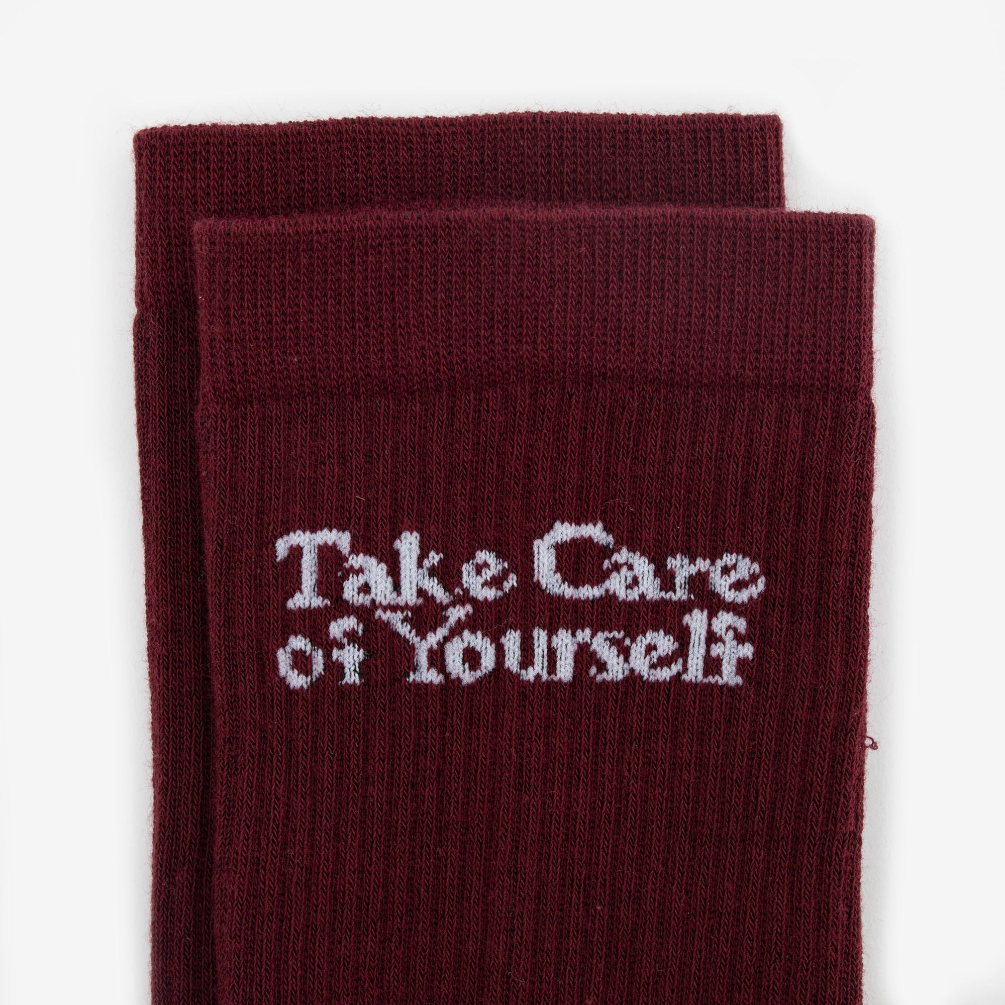 The Take Care Crew Sock in Oxblood