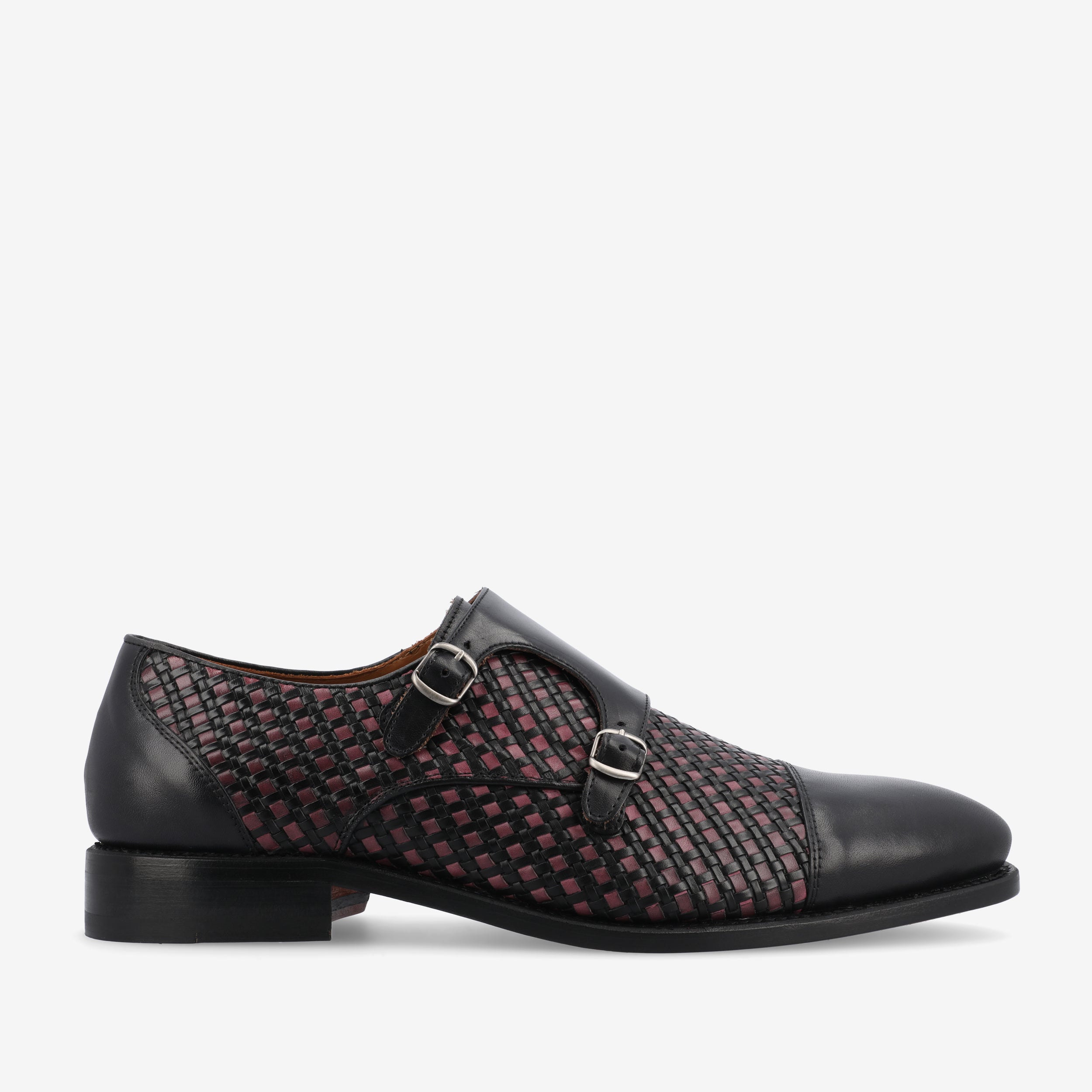 The Lucca Double Monk Strap Shoe in Black Woven TAFT