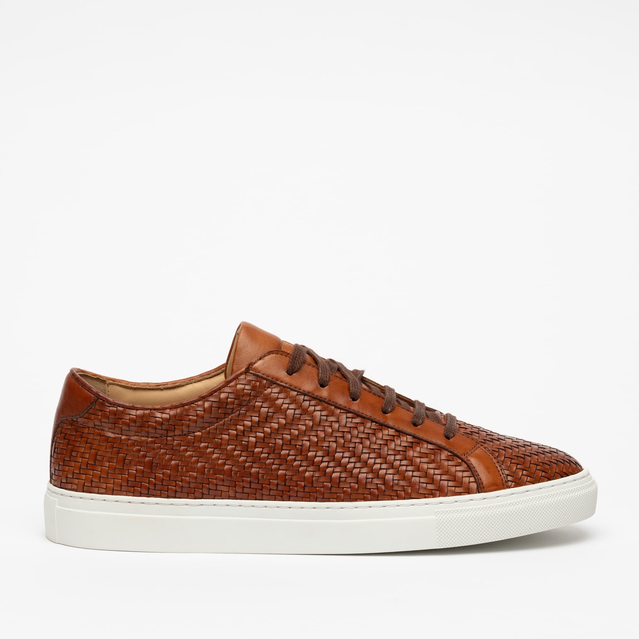 The Sneaker in Woven Brown Leather TAFT