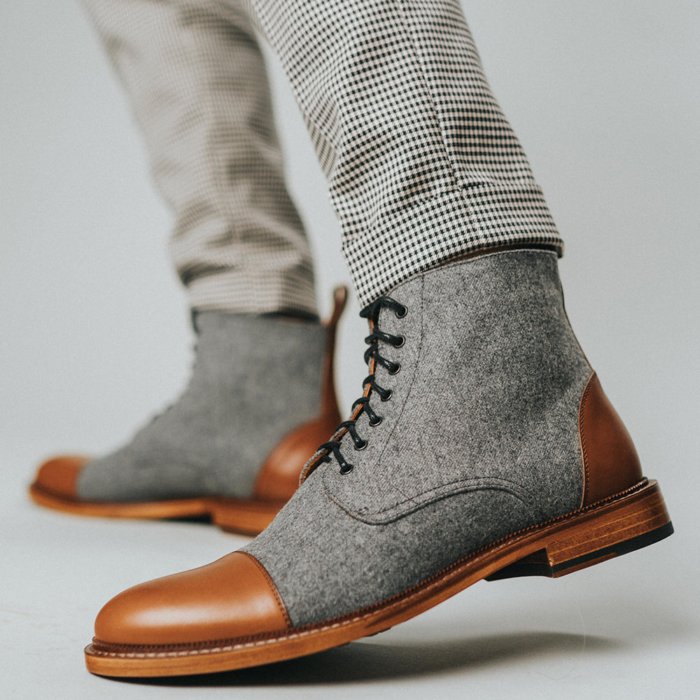 The Jack Boot - Grey / Brown Leather Boot | TAFT