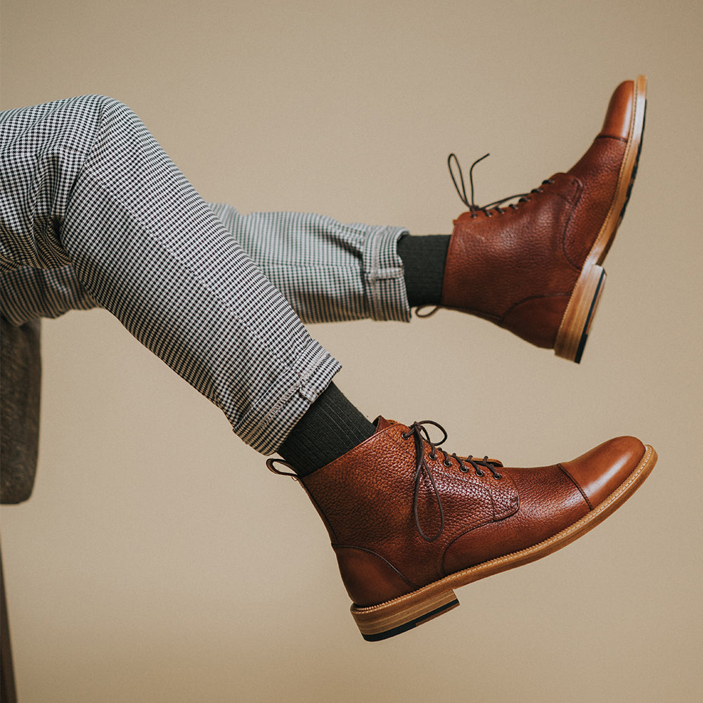The Rome Boot in Brown on model